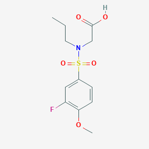 molecular formula C12H16FNO5S B7576247 2-[(3-Fluoro-4-methoxyphenyl)sulfonyl-propylamino]acetic acid 