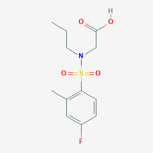 molecular formula C12H16FNO4S B7576264 2-[(4-Fluoro-2-methylphenyl)sulfonyl-propylamino]acetic acid 