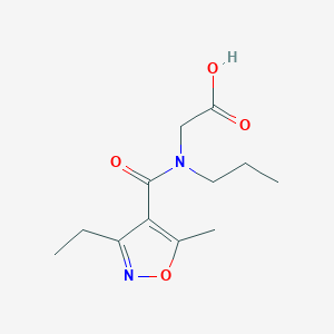 molecular formula C12H18N2O4 B7576268 2-[(3-Ethyl-5-methyl-1,2-oxazole-4-carbonyl)-propylamino]acetic acid 