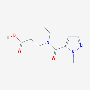 molecular formula C10H15N3O3 B7576277 3-[Ethyl-(2-methylpyrazole-3-carbonyl)amino]propanoic acid 
