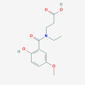 molecular formula C13H17NO5 B7576286 3-[Ethyl-(2-hydroxy-5-methoxybenzoyl)amino]propanoic acid 
