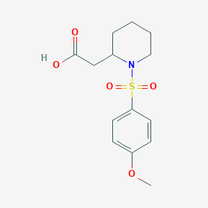molecular formula C14H19NO5S B7576316 2-[1-(4-Methoxyphenyl)sulfonylpiperidin-2-yl]acetic acid 