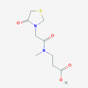 molecular formula C9H14N2O4S B7576389 3-[Methyl-[2-(4-oxo-1,3-thiazolidin-3-yl)acetyl]amino]propanoic acid 