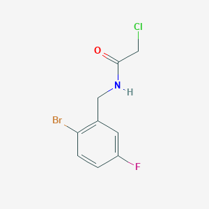 molecular formula C9H8BrClFNO B7576404 N-[(2-bromo-5-fluorophenyl)methyl]-2-chloroacetamide 