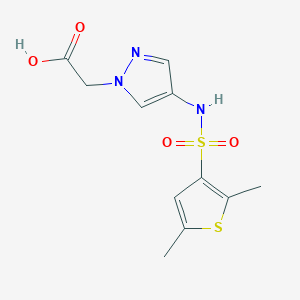 molecular formula C11H13N3O4S2 B7576412 2-[4-[(2,5-Dimethylthiophen-3-yl)sulfonylamino]pyrazol-1-yl]acetic acid 