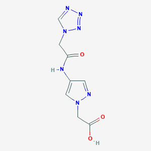 molecular formula C8H9N7O3 B7576419 2-[4-[[2-(Tetrazol-1-yl)acetyl]amino]pyrazol-1-yl]acetic acid 