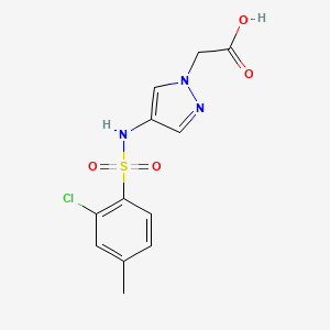 molecular formula C12H12ClN3O4S B7576425 2-[4-[(2-Chloro-4-methylphenyl)sulfonylamino]pyrazol-1-yl]acetic acid 