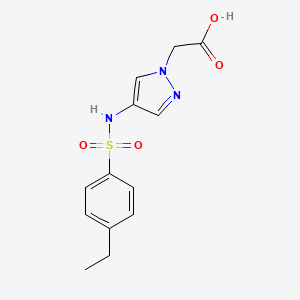 molecular formula C13H15N3O4S B7576432 2-[4-[(4-Ethylphenyl)sulfonylamino]pyrazol-1-yl]acetic acid 