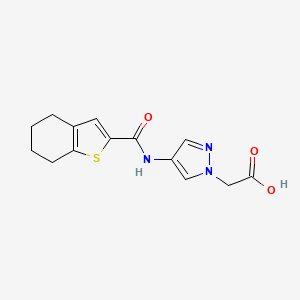 molecular formula C14H15N3O3S B7576447 2-[4-(4,5,6,7-Tetrahydro-1-benzothiophene-2-carbonylamino)pyrazol-1-yl]acetic acid 