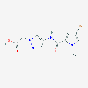 molecular formula C12H13BrN4O3 B7576454 2-[4-[(4-Bromo-1-ethylpyrrole-2-carbonyl)amino]pyrazol-1-yl]acetic acid 