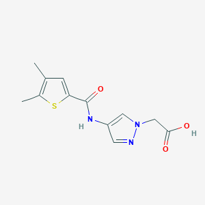 molecular formula C12H13N3O3S B7576489 2-[4-[(4,5-Dimethylthiophene-2-carbonyl)amino]pyrazol-1-yl]acetic acid 