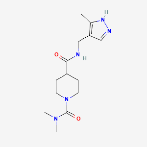 molecular formula C14H23N5O2 B7576520 1-N,1-N-dimethyl-4-N-[(5-methyl-1H-pyrazol-4-yl)methyl]piperidine-1,4-dicarboxamide 