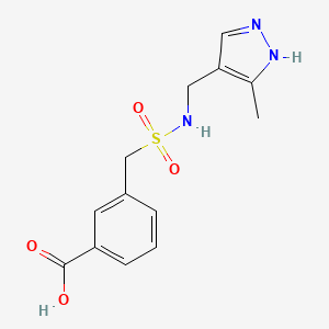 molecular formula C13H15N3O4S B7576546 3-[(5-methyl-1H-pyrazol-4-yl)methylsulfamoylmethyl]benzoic acid 
