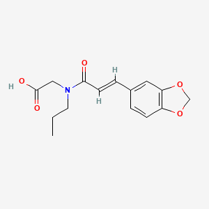 molecular formula C15H17NO5 B7576570 2-[[(E)-3-(1,3-benzodioxol-5-yl)prop-2-enoyl]-propylamino]acetic acid 
