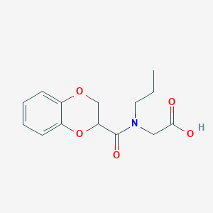 molecular formula C14H17NO5 B7576586 2-[2,3-Dihydro-1,4-benzodioxine-3-carbonyl(propyl)amino]acetic acid 