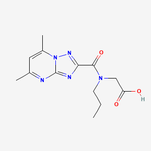 molecular formula C13H17N5O3 B7576622 2-[(5,7-Dimethyl-[1,2,4]triazolo[1,5-a]pyrimidine-2-carbonyl)-propylamino]acetic acid 