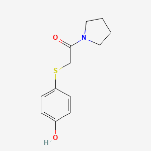 molecular formula C12H15NO2S B7576634 2-(4-Hydroxyphenyl)sulfanyl-1-pyrrolidin-1-ylethanone 