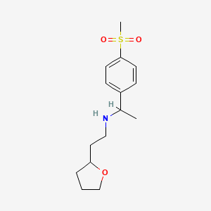 molecular formula C15H23NO3S B7576679 1-(4-methylsulfonylphenyl)-N-[2-(oxolan-2-yl)ethyl]ethanamine 