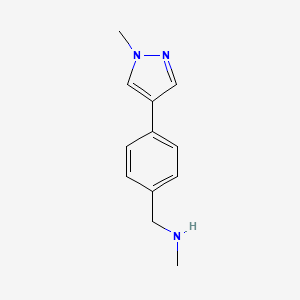 molecular formula C12H15N3 B7576680 N-methyl-1-[4-(1-methylpyrazol-4-yl)phenyl]methanamine 