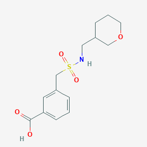 molecular formula C14H19NO5S B7576688 3-(Oxan-3-ylmethylsulfamoylmethyl)benzoic acid 