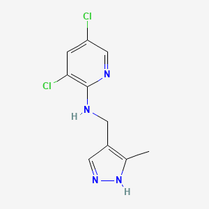 molecular formula C10H10Cl2N4 B7576695 3,5-dichloro-N-[(5-methyl-1H-pyrazol-4-yl)methyl]pyridin-2-amine 