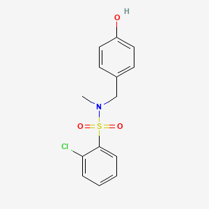 molecular formula C14H14ClNO3S B7576706 2-chloro-N-[(4-hydroxyphenyl)methyl]-N-methylbenzenesulfonamide 