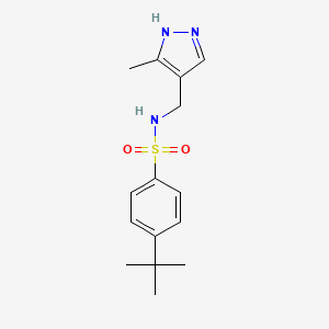 molecular formula C15H21N3O2S B7576740 4-tert-butyl-N-[(5-methyl-1H-pyrazol-4-yl)methyl]benzenesulfonamide 