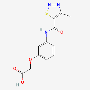 molecular formula C12H11N3O4S B7576747 2-[3-[(4-Methylthiadiazole-5-carbonyl)amino]phenoxy]acetic acid 