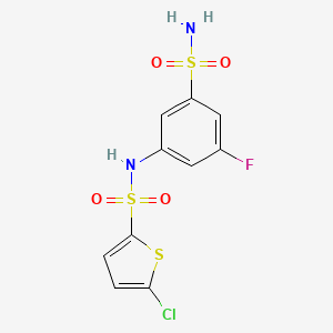 molecular formula C10H8ClFN2O4S3 B7576767 5-chloro-N-(3-fluoro-5-sulfamoylphenyl)thiophene-2-sulfonamide 