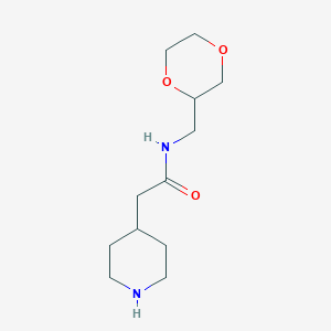 molecular formula C12H22N2O3 B7576782 N-(1,4-dioxan-2-ylmethyl)-2-piperidin-4-ylacetamide 