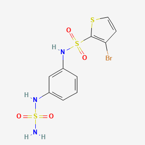 molecular formula C10H10BrN3O4S3 B7576798 3-bromo-N-[3-(sulfamoylamino)phenyl]thiophene-2-sulfonamide 