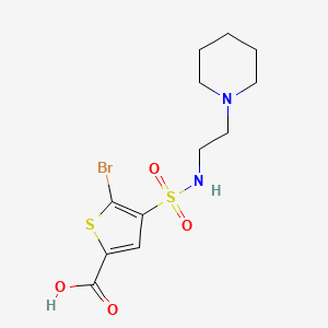 molecular formula C12H17BrN2O4S2 B7576815 5-Bromo-4-(2-piperidin-1-ylethylsulfamoyl)thiophene-2-carboxylic acid 