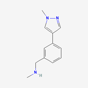 molecular formula C12H15N3 B7576822 N-methyl-1-[3-(1-methylpyrazol-4-yl)phenyl]methanamine 
