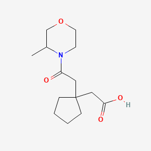 molecular formula C14H23NO4 B7576832 2-[1-[2-(3-Methylmorpholin-4-yl)-2-oxoethyl]cyclopentyl]acetic acid 