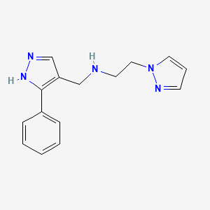 molecular formula C15H17N5 B7576839 N-[(5-phenyl-1H-pyrazol-4-yl)methyl]-2-pyrazol-1-ylethanamine 