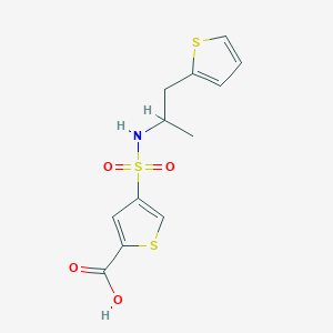 molecular formula C12H13NO4S3 B7576851 4-(1-Thiophen-2-ylpropan-2-ylsulfamoyl)thiophene-2-carboxylic acid 