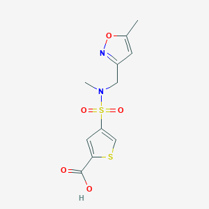molecular formula C11H12N2O5S2 B7576880 4-[Methyl-[(5-methyl-1,2-oxazol-3-yl)methyl]sulfamoyl]thiophene-2-carboxylic acid 