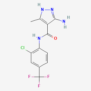 molecular formula C12H10ClF3N4O B7576934 3-amino-N-[2-chloro-4-(trifluoromethyl)phenyl]-5-methyl-1H-pyrazole-4-carboxamide 