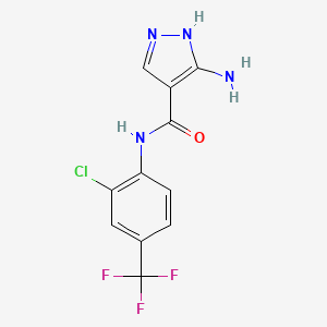 molecular formula C11H8ClF3N4O B7576941 5-amino-N-[2-chloro-4-(trifluoromethyl)phenyl]-1H-pyrazole-4-carboxamide 