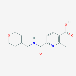molecular formula C14H18N2O4 B7576957 2-Methyl-6-(oxan-4-ylmethylcarbamoyl)pyridine-3-carboxylic acid 