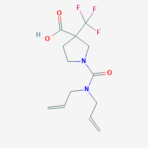 molecular formula C13H17F3N2O3 B7576974 1-[Bis(prop-2-enyl)carbamoyl]-3-(trifluoromethyl)pyrrolidine-3-carboxylic acid 
