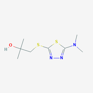 molecular formula C8H15N3OS2 B7576977 1-[[5-(Dimethylamino)-1,3,4-thiadiazol-2-yl]sulfanyl]-2-methylpropan-2-ol 