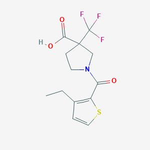 molecular formula C13H14F3NO3S B7576991 1-(3-Ethylthiophene-2-carbonyl)-3-(trifluoromethyl)pyrrolidine-3-carboxylic acid 