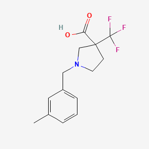 molecular formula C14H16F3NO2 B7577015 1-[(3-Methylphenyl)methyl]-3-(trifluoromethyl)pyrrolidine-3-carboxylic acid 