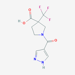 molecular formula C10H10F3N3O3 B7577017 1-(1H-pyrazole-4-carbonyl)-3-(trifluoromethyl)pyrrolidine-3-carboxylic acid 