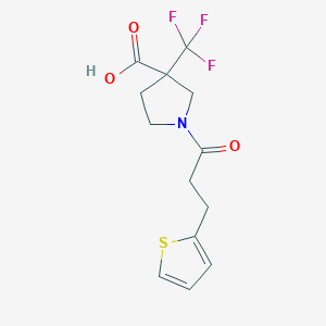 molecular formula C13H14F3NO3S B7577065 1-(3-Thiophen-2-ylpropanoyl)-3-(trifluoromethyl)pyrrolidine-3-carboxylic acid 