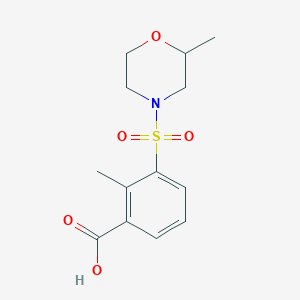 molecular formula C13H17NO5S B7577107 2-Methyl-3-(2-methylmorpholin-4-yl)sulfonylbenzoic acid 