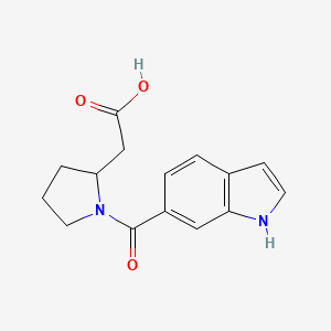 molecular formula C15H16N2O3 B7577108 2-[1-(1H-indole-6-carbonyl)pyrrolidin-2-yl]acetic acid 