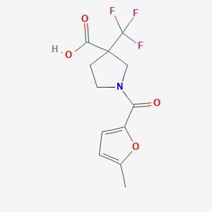 molecular formula C12H12F3NO4 B7577121 1-(5-Methylfuran-2-carbonyl)-3-(trifluoromethyl)pyrrolidine-3-carboxylic acid 