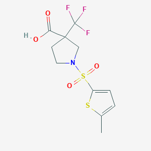 molecular formula C11H12F3NO4S2 B7577135 1-(5-Methylthiophen-2-yl)sulfonyl-3-(trifluoromethyl)pyrrolidine-3-carboxylic acid 
